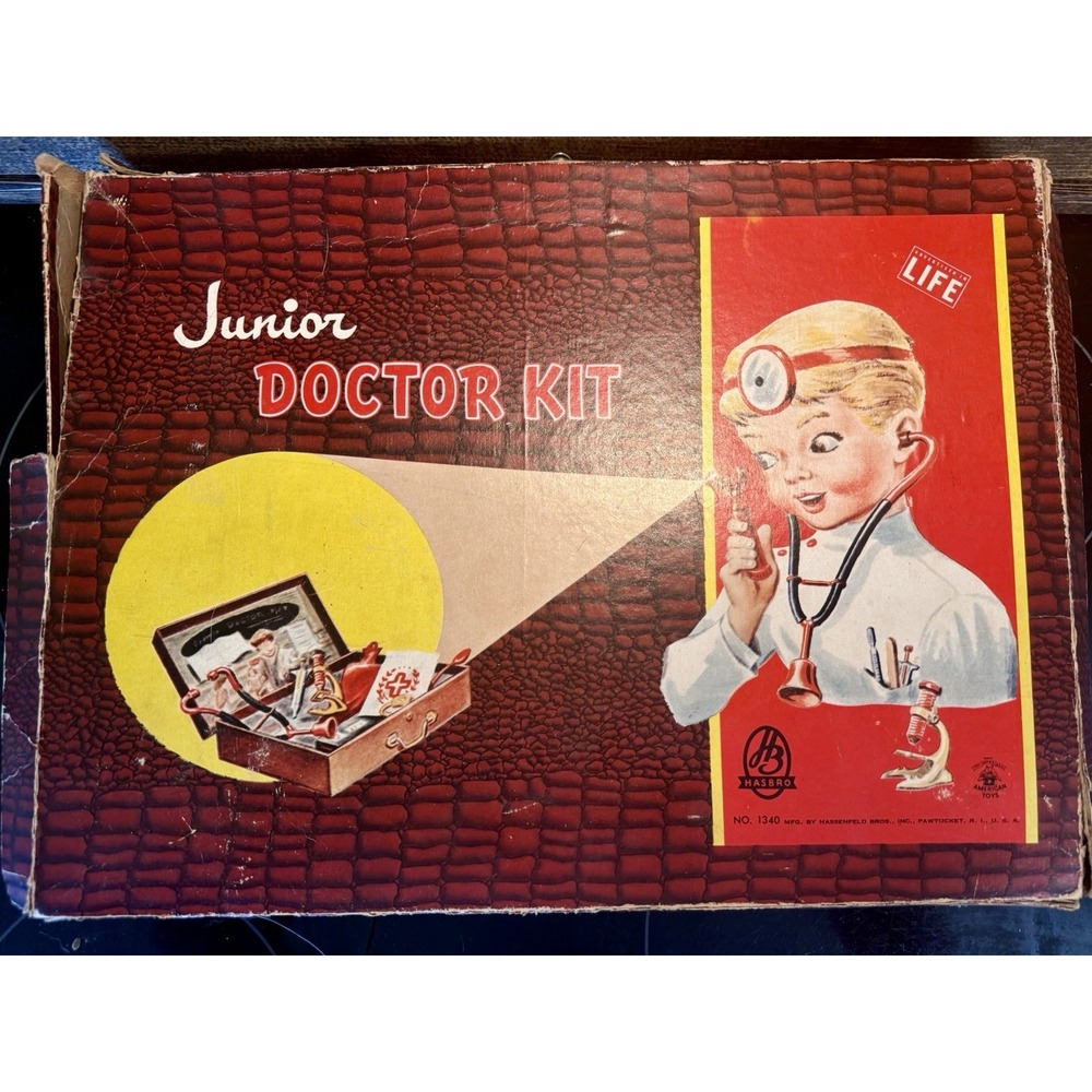 Vtg HASBRO 1950's Junior Doctor Kit Play Set Hassenfeld Bros